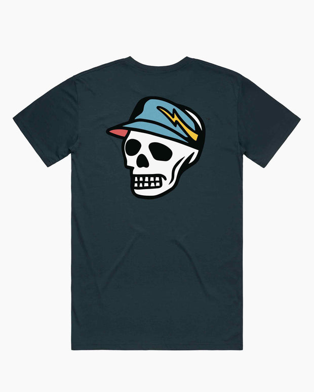 Skull Icon Tee - Indigo Blue-Shirts & Tops-Devereux