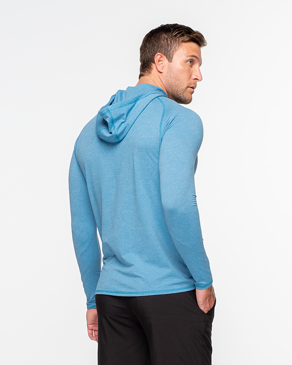 Bright blue llightweight long sleeve performance hoodie