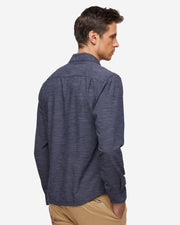 Dark navy blue breathable and stretchy long sleeve button down