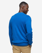 Bright Blue cashmere long sleeve sweater with quarter zip collar