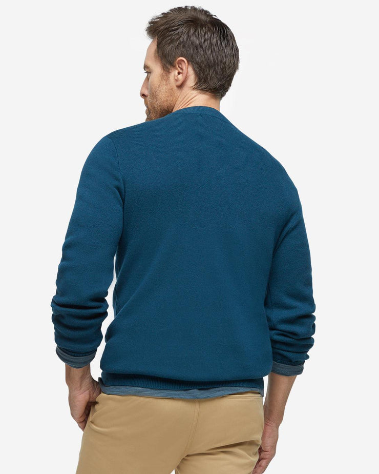 Dark green cashmere long sleeve sweater with quarter zip collar